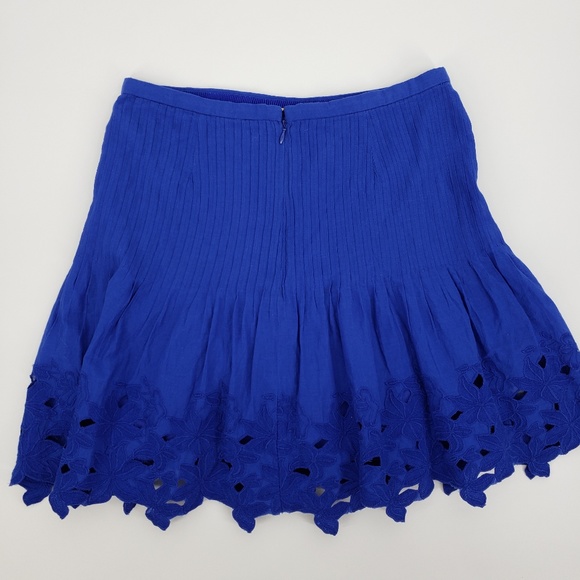J Crew Eyelet Floral Embroidered Pleated Skirt 2 - Picture 6 of 8